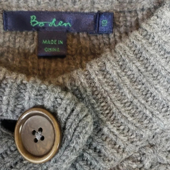 Boden 6 grey 100% wool 5 button knit 3/4 sleeve cardigan sweater - Picture 5 of 8
